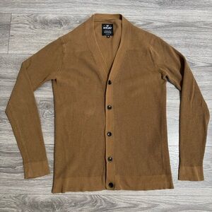 XRAY Men Brown V-Neck Long Sleeve Cardigan Sweater Size M 100% Cotton